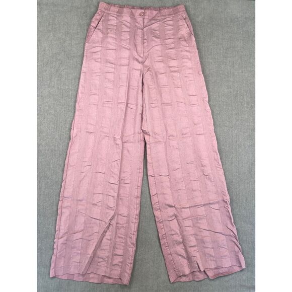 Boho Wide Leg Pants Jupe Women 2 Pink Mauve High Rise Resort Casual Capsule - Picture 1 of 12
